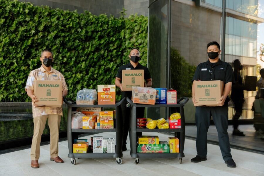 Food donations in Ward Village, Hawaii